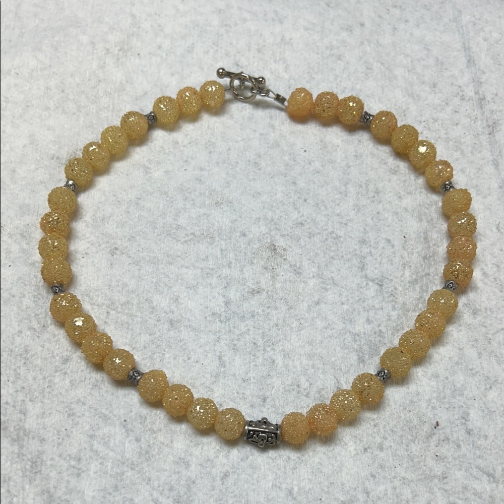 Handmade Yellow Druzy Bead Necklace - Women's Jewelry
